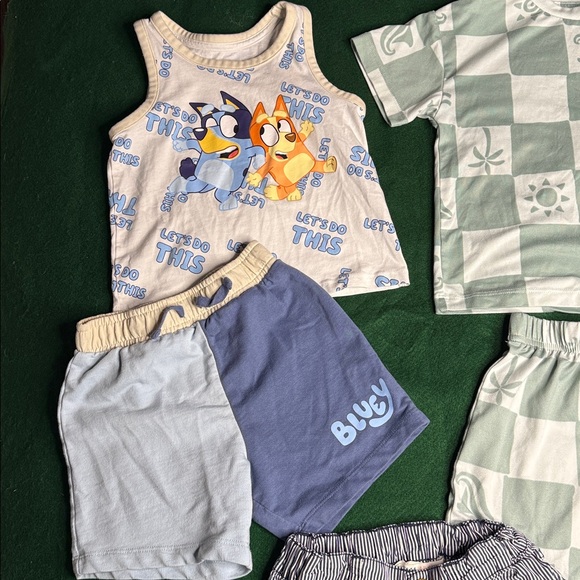 3T boys Bluey set, George checkered set H&M striped shorts - Picture 2 of 9